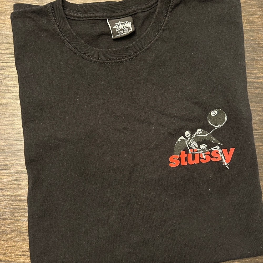 Stussy Black Tee with Red Graphic
